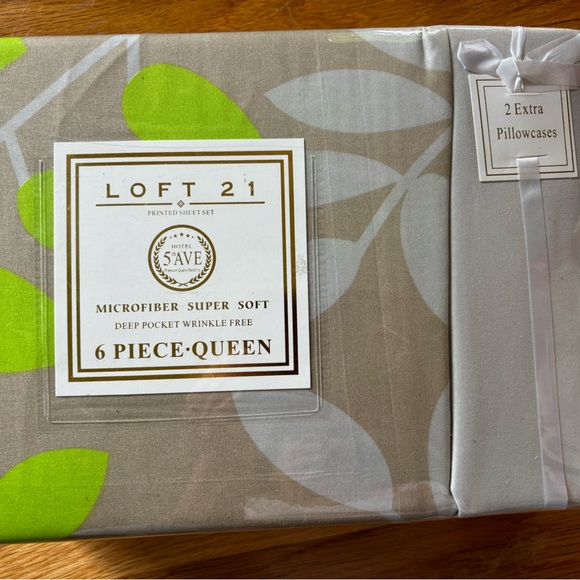 🌱 Leaf Design Queen Sheet Set with 4 Pillowcases 🌱 - Picture 2 of 7